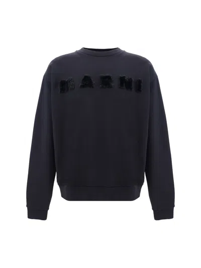Marni Logo Sweatshirt In Blue