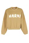 Marni Brown Printed Logo Sweatshirt In Olive