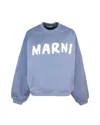Marni Crewneck Sweatshirt With Logo In Sky Blue