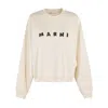 Marni Ivory Sweatshirt With Textured Lettering In Slw06