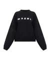 Marni Relaxed Fit Black Sweatshirt With Textured Logo In Black