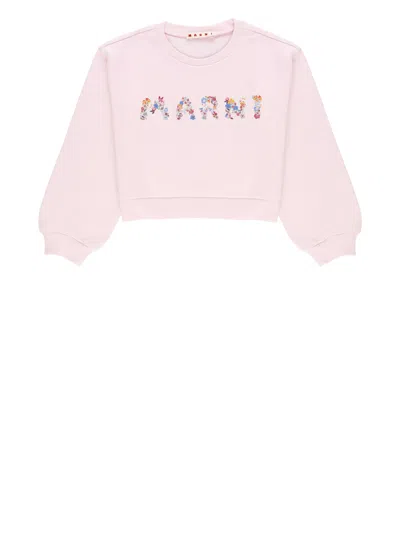 Marni Kids' Sweatshirt With Logo In Pink