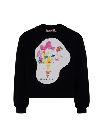 Marni Kids Sequin-embellished Crewneck Sweatshirt In Black