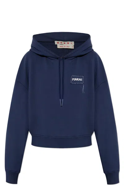 Marni Sweatshirt With Logo In Blue