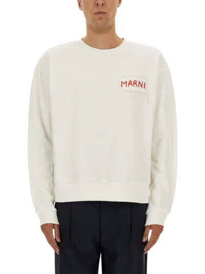 Marni Sweatshirt With Logo Patch In Sand