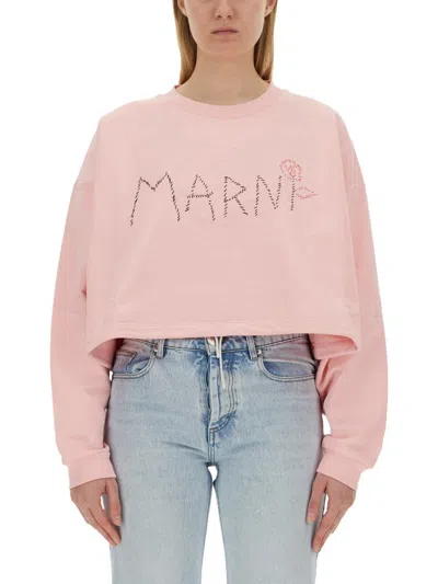 Marni Sweatshirt With Logo In Pink