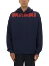 Marni Sweatshirt With Maxi Logo Print In Blue