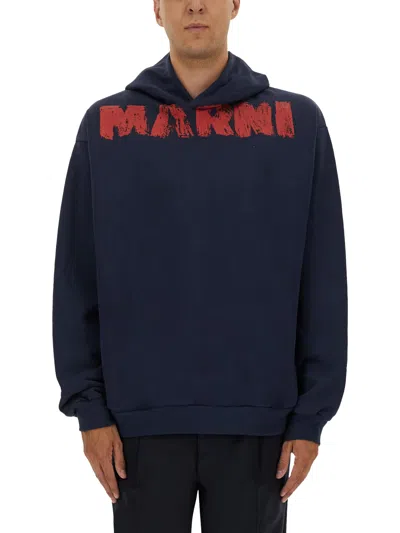 MARNI SWEATSHIRT WITH MAXI LOGO PRINT