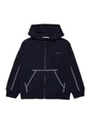 Marni Sweatshirt With Zip And Contrasting Seams In Blue