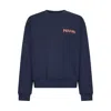 Marni Boxy Navy Blue Cropped Sweater With Bold Logo Patch In Blue