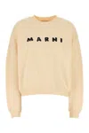 Marni Ivory Sweatshirt With Textured Lettering In Yellow