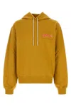 Marni Cotton Hooded Sweatshirt Front Pocket In Gold