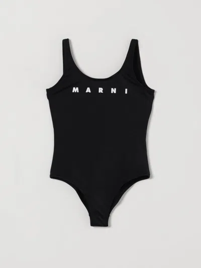 Marni Kids' Logo-print Swimsuit In Black