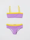 Marni Kids' Contrasting-trim Logo-print Bikini In Blue