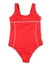 Marni Costume Intero Con Logo Istituzionale In Red