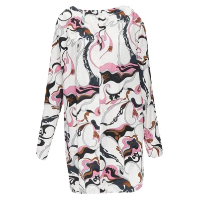 Marni Swirl Floral Cotton Boat Neck Long Sleeve Dress In White