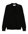 Marni Knitted Cardigan Distressed Long Sleeves Ribbed Hem In Black