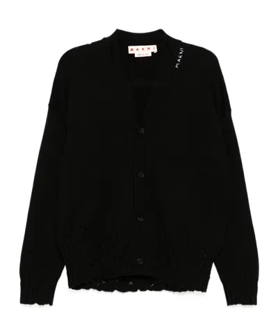 MARNI MARNI V-NECK DISTRESSED CARDIGAN