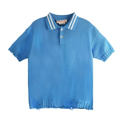 Pre-owned Marni Symbol Polo Shirt 'azure' | Blue | Men's Size 48