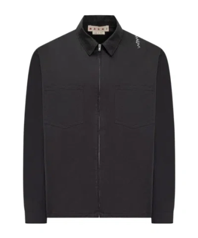 Marni Casual Jacket With Chest Pockets And Collared Design In Black