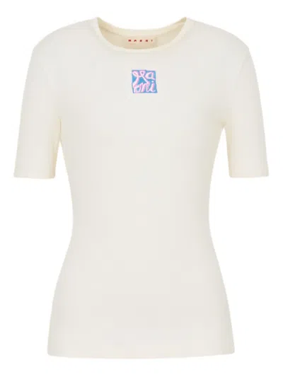 Marni ロゴ リブ Tシャツ In Neutral