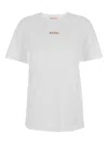 Marni White Crewneck T-shirt With Logo Patch On The Front In Cotton Woman In White