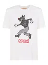Marni Graphic Print Crew Neck Short Sleeve T-shirt In White