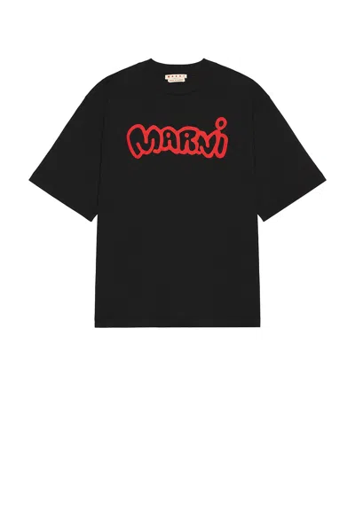 Marni Graphic Crew Neck Short Sleeve T-shirt In Black