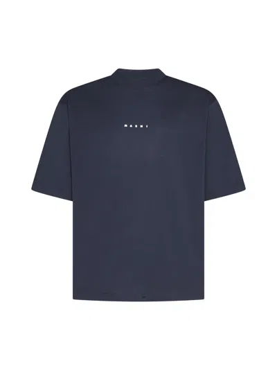 Marni Dark Blue Organic Cotton T-shirt In Lob99