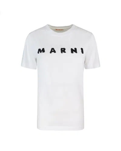 MARNI WHITE LOGO PRINT T-SHIRT