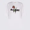 Marni White Crewneck T-shirt With Logo Lettering And Logo Print On The Front