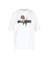 Marni White Crewneck T-shirt With Logo Lettering And Logo Print On The Front In White