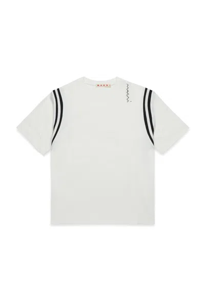 Marni Jersey T-shirt With Striped Armholes In White
