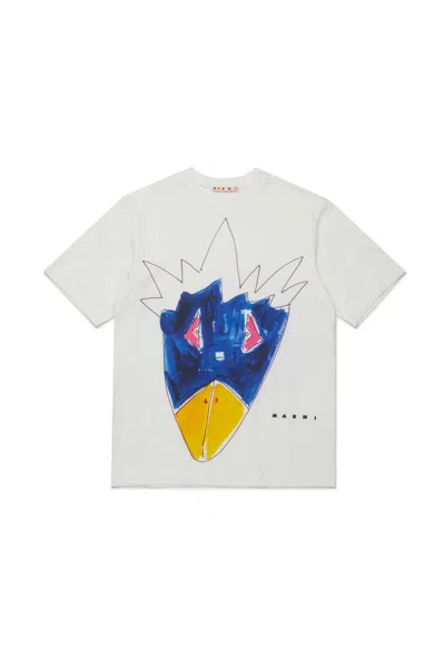 Marni Kids' T-shirt In Jersey Con Grafica Jungle In Gray