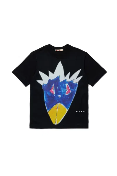 Marni T-shirt In Jersey Con Grafica Jungle In Black