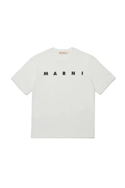 Marni T-shirt In Jersey Con Logo In White