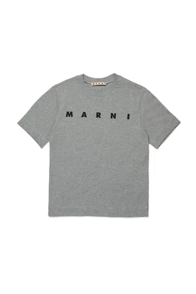Marni T-shirt In Jersey Con Logo In Gray