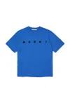 Marni T-shirt In Jersey Con Logo In Blue