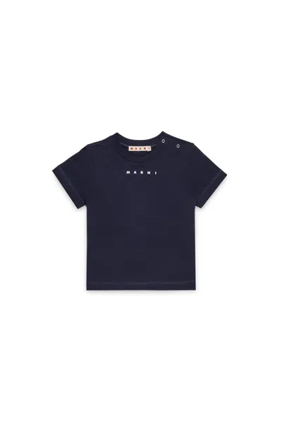 Marni Logo Jersey T-shirt In Blue