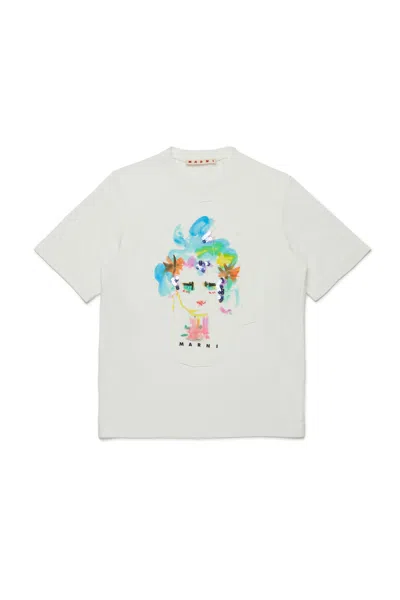 MARNI MARNI FLOWER PATCH JERSEY T-SHIRT