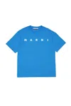 Marni T-shirt In Jersey Con Logo In Blue