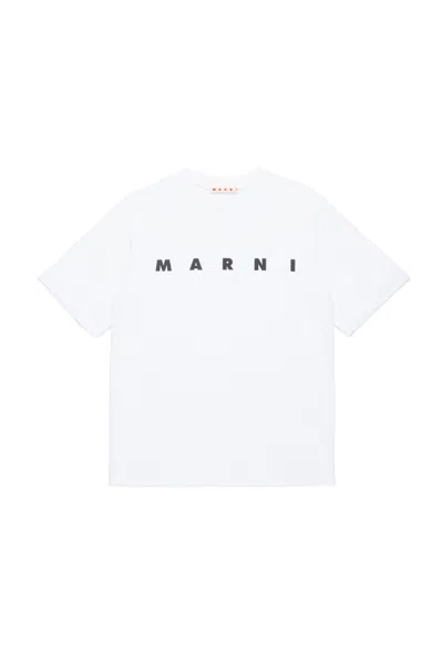 Marni T-shirt In Jersey Con Logo In White