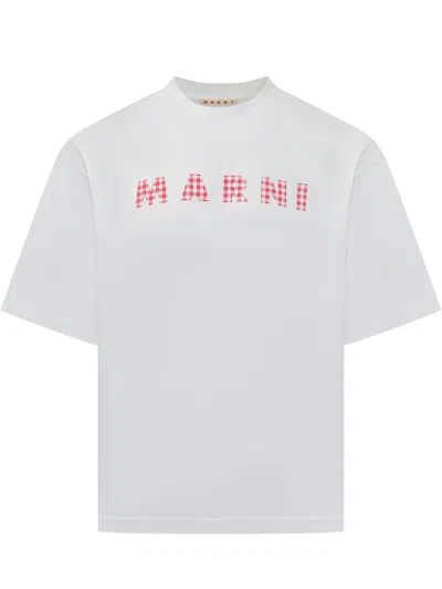 Marni White Cotton T-shirt In Lily White