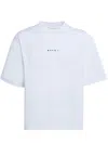 Marni White Cotton T-shirt With Logo Print In Lily White