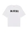Marni White Logo T-shirt In Lily White