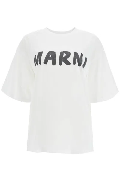 Marni T Shirt Logata Oversize In White