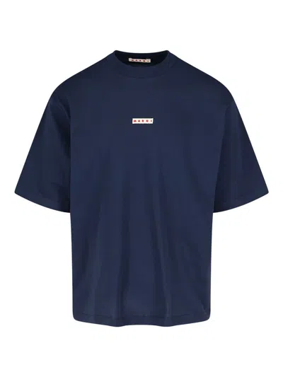 Marni T-shirt Logo In Blue