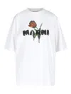 Marni White Crewneck T-shirt With Logo Lettering And Logo Print On The Front