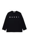 Marni Black T-shirt For Kids With White Logo In Burgundy