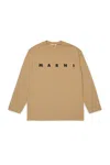 Marni T-shirt Manica Lunga In Jersey Con Logo  In Brown